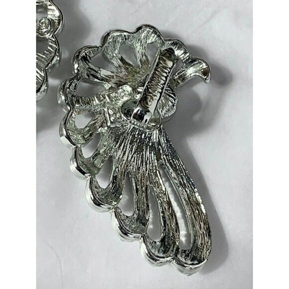 Vintage Sarah Coventry Rhinestone Wing Clip On Earrings - Picture 5 of 7